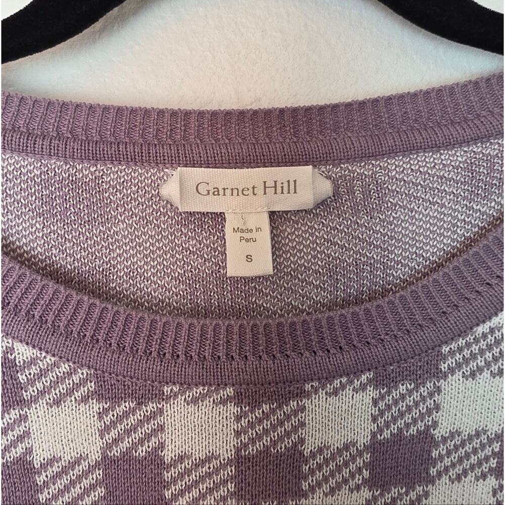 GARNET HILL Gingham Pima Cotton Pullover Sweater Purple Preppy Sz Small - Picture 5 of 12